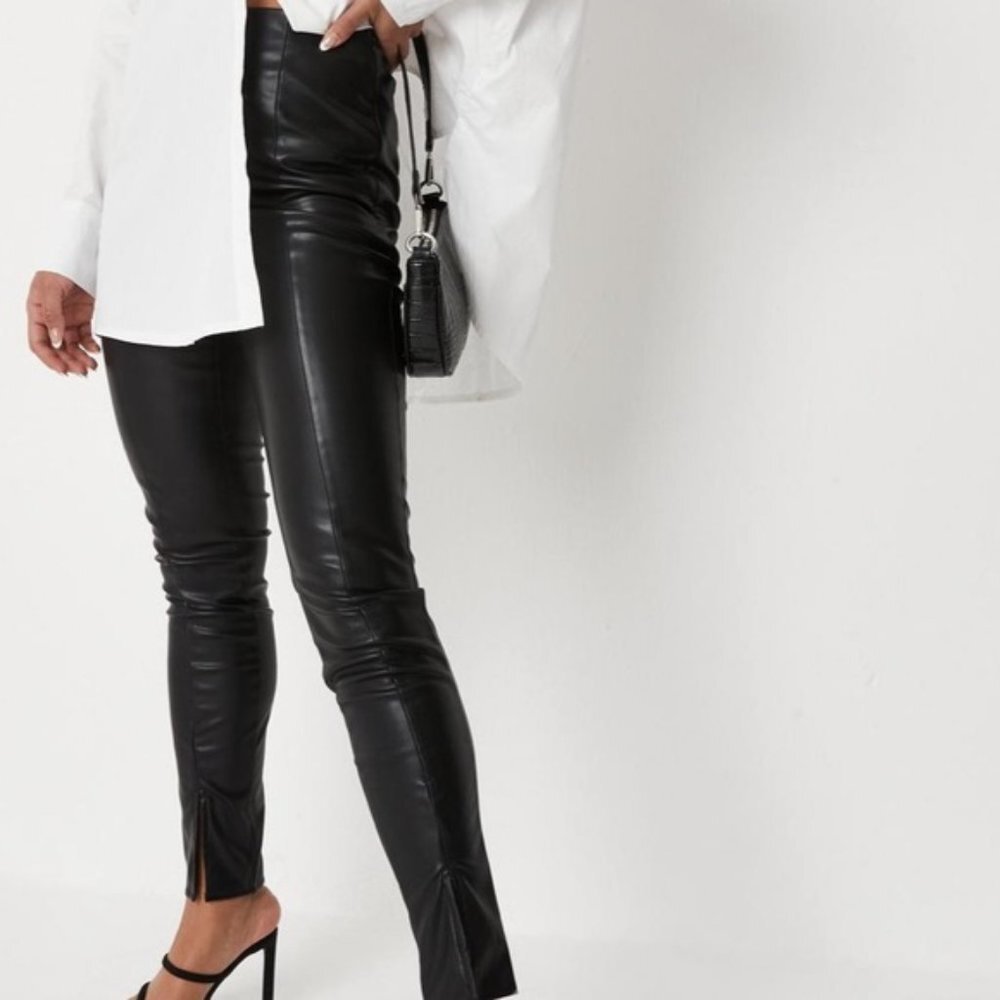 NWT Missguided Faux Leather Split Hem Leggings (US 8)